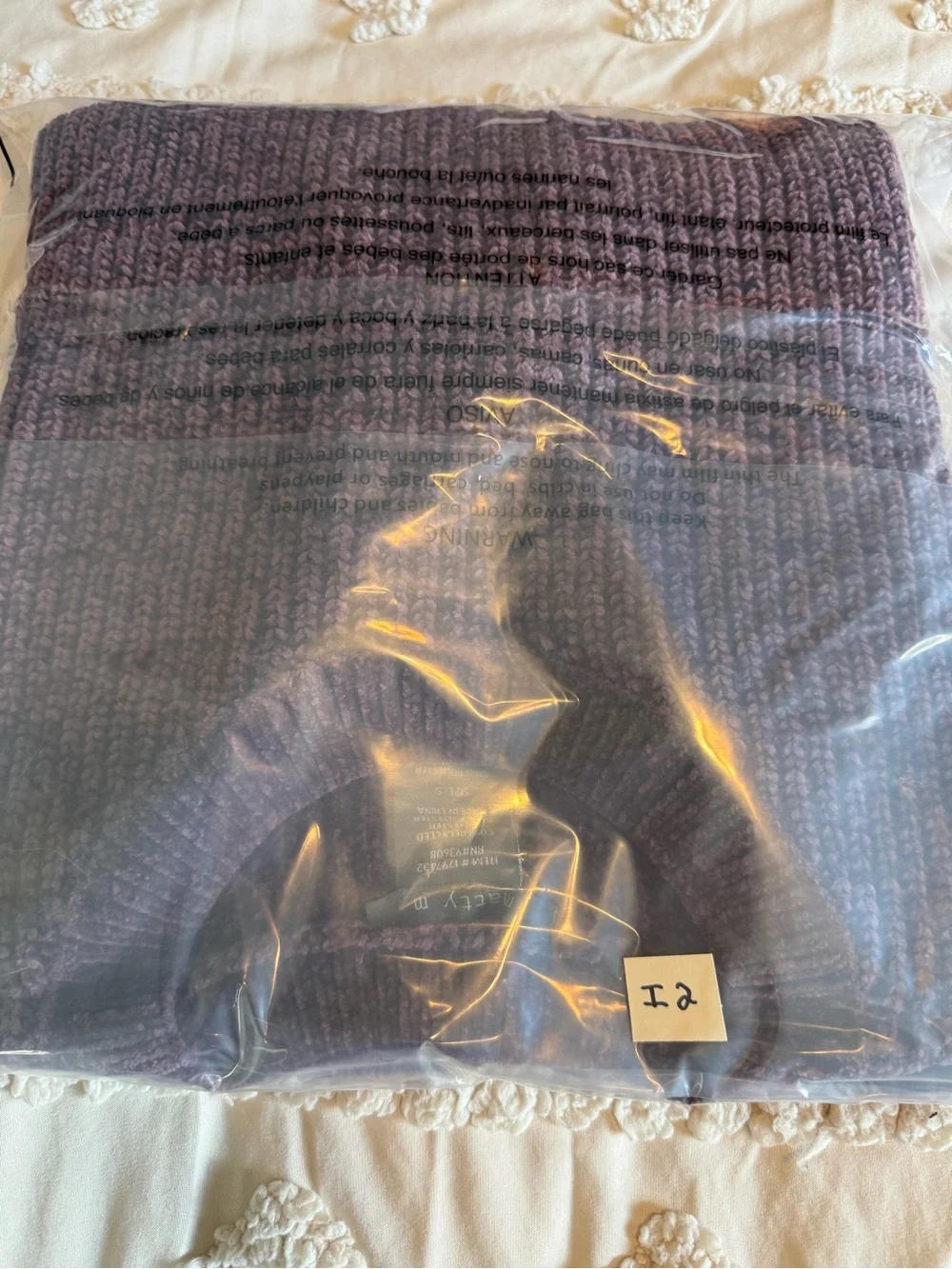 Matty M Chenille Crewneck Sweater Mauve Cozy Knit Size Small